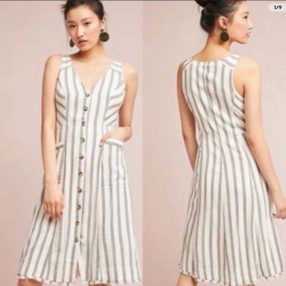 Anthropologie x Maeve Taylor Swift Engagement dress inspired Cotton Stripes 12 - Picture 1 of 16
